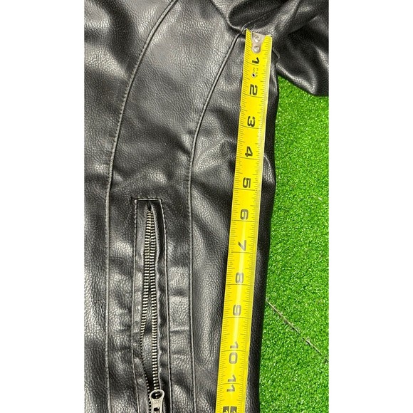 Kenneth Cole Reaction Mens Aviator Jacket‎ Black Fleece Hood Collar Zipper Large - Picture 6 of 7